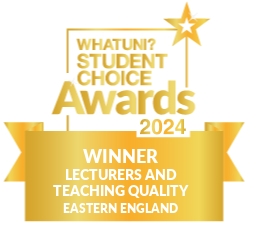 WhatUni Lecturers and Teaching Quality Eastern England Winner 2024 logo